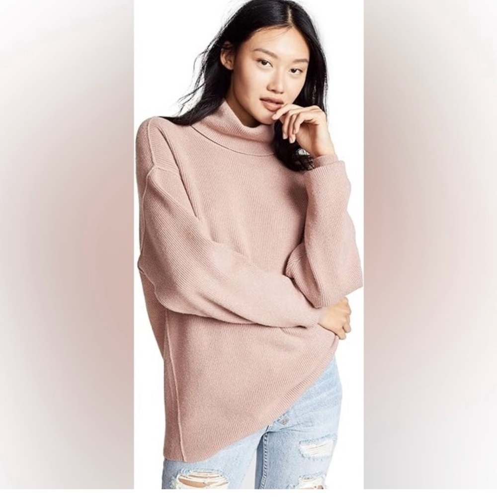 Free People Pink Cowl Neck Sweater